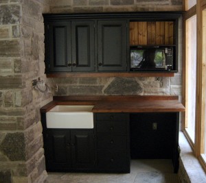 Custom Kitchen, Vintage Pine Countertops, Farmhouse Sink